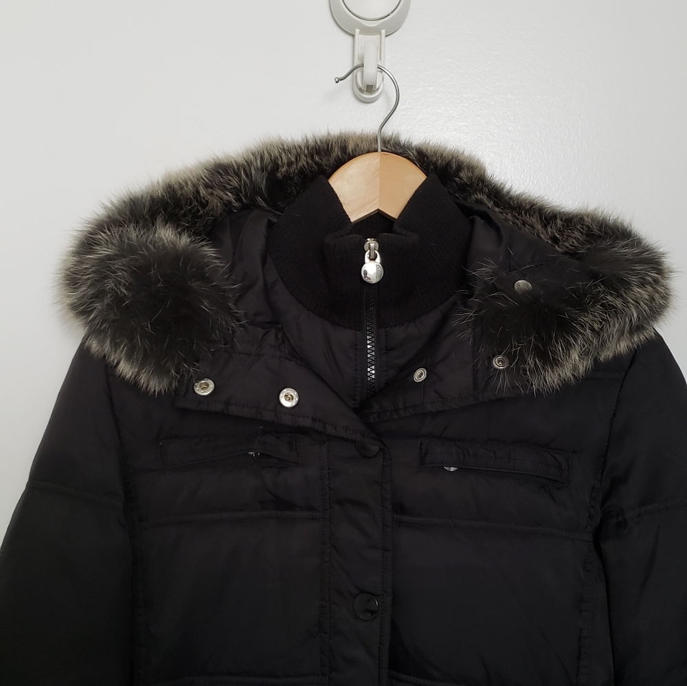 Laundry By Shelli Segal Down Puffer Extra Long Jacket/Coat Size XS Black - Picture 2 of 6